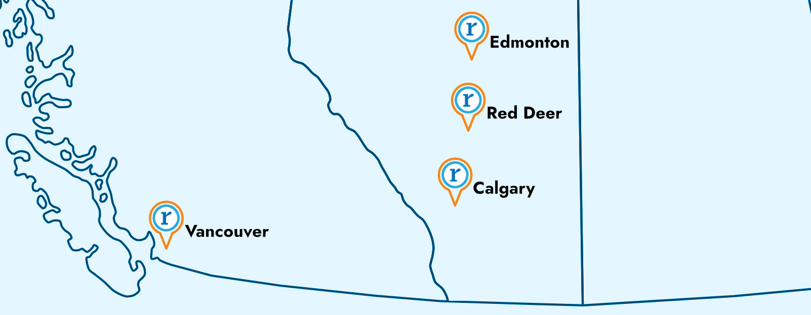 Locations Map - Western Canada